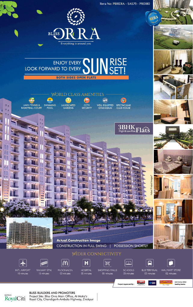 Presenting 3 BHK high and low rise flats at Bliss Orra, Chandigarh